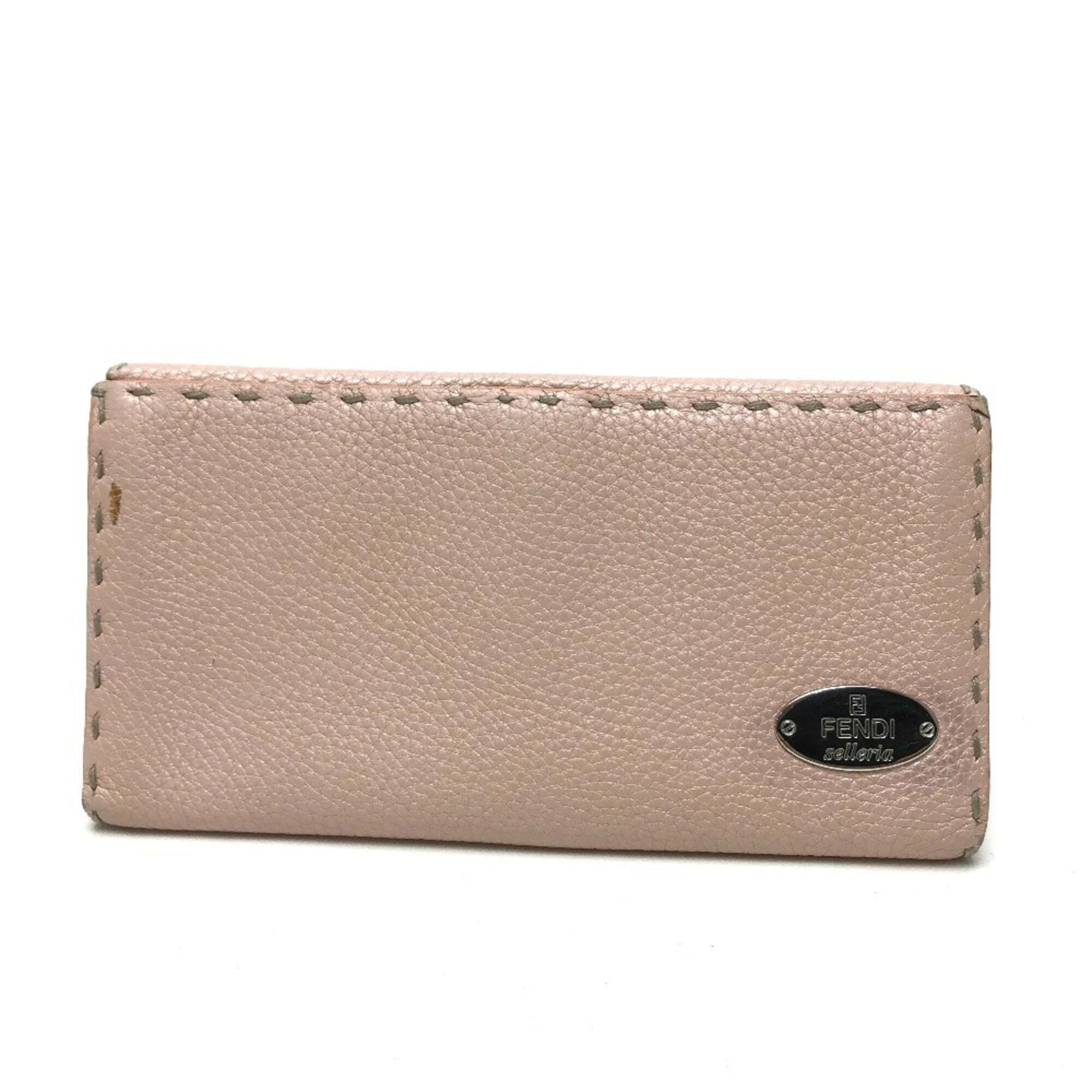 Fendi 8m0144 Selleria Roman Leather Bi-Fold Long Wallet With Double Hook Clos...